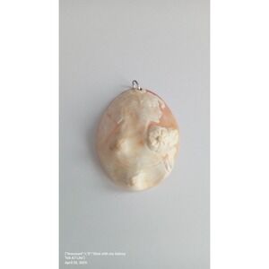 Vintage Cameo Pendant Necklace Carved Shell‎ Lady Profile Floral Jewelry